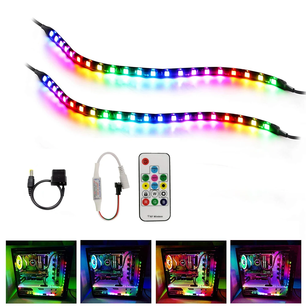 Новинка, креативный, адресуемый, Rgb, 12 В, Радужный цифровой Ночной светильник, полоса для ПК, чехол для компьютера, клейкая лента, Радиочастотный пульт дистанционного управления