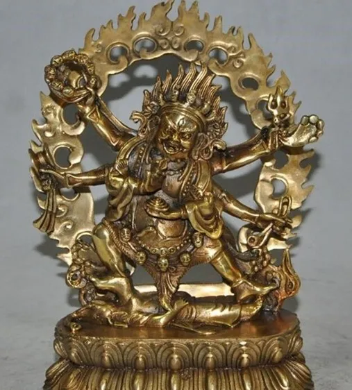 

YM 316 9 "Тибетский буддизм, бронзовый gilt 6 Arms Ваджра-Махакала god Buddha Статуэтка Ганеша