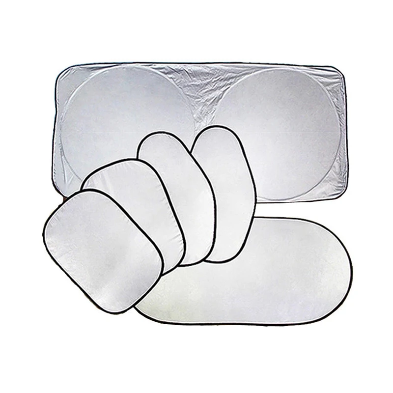 

6pcs Silver Glass Rear front side Window Sunshade cover Car Case Suction Cup Car Curtains Auto Car Styling Car Accessories