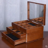 new three layer organizer wood jewelry boxes storage box wood clover european wooden jewelry box special offer desk organizer