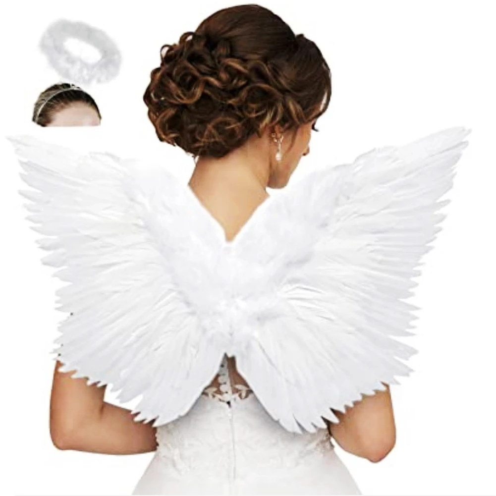 

Angel Wings and Halo for Kids Angel Costume Adult Feather Wingsare Used for Important Festivals as Halloween Christmas Eve Chris