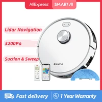 smartai s7max 3200pa laser navigation robot vacuum cleaner app virtual wallbreakpoint cleaningdraw cleaning areamopping was