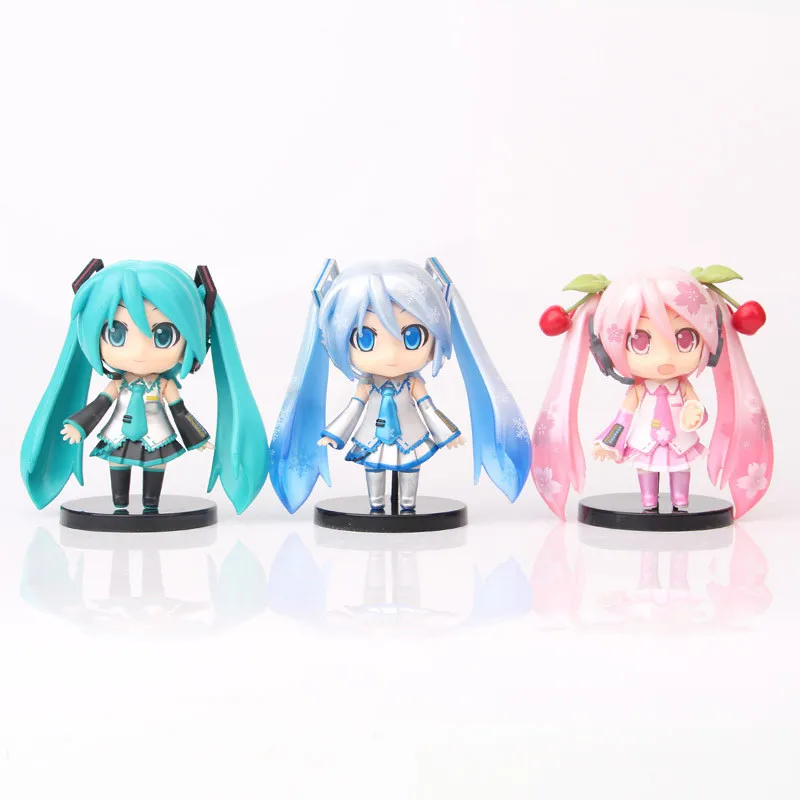 

Q Posket Hatsune Anime Models Cute Sweet Snow Cherry Blossoms Miku Pink Blue Green Miku Anime Figurine Pvc Japanese Virtual Sing