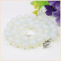 8 10mm round white moonstone necklace smooth natural stone reticular clasp accessory neckwear women girls jewelry making design