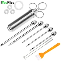 iyounice 5 needles 2 oz meat injector syringe poultry marinade flavour injector meat seasoning injectors bbq kit kitchen tools