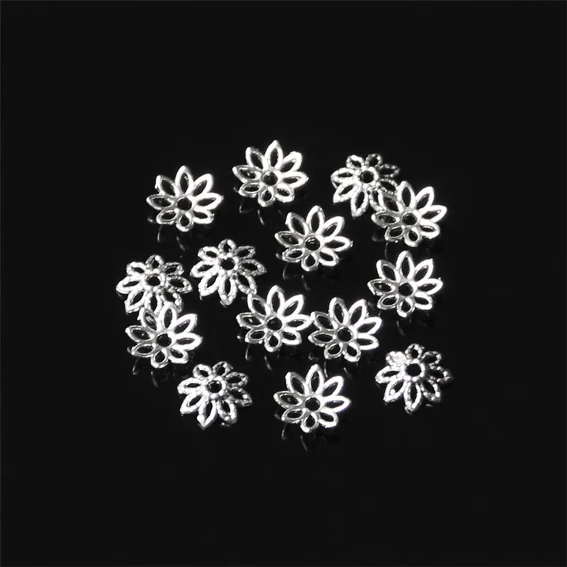 

50Pcs Tibetan Ancient Silver Color 9mm Hollow Bead Caps DIY Handmade Jewelry Making Charm Ethnic Style Necklace Flowers Finding