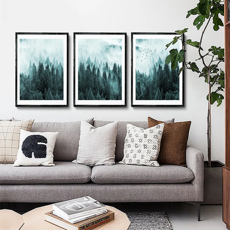 Постеры принты картины на холсте с изображением лесного горного пейзажа