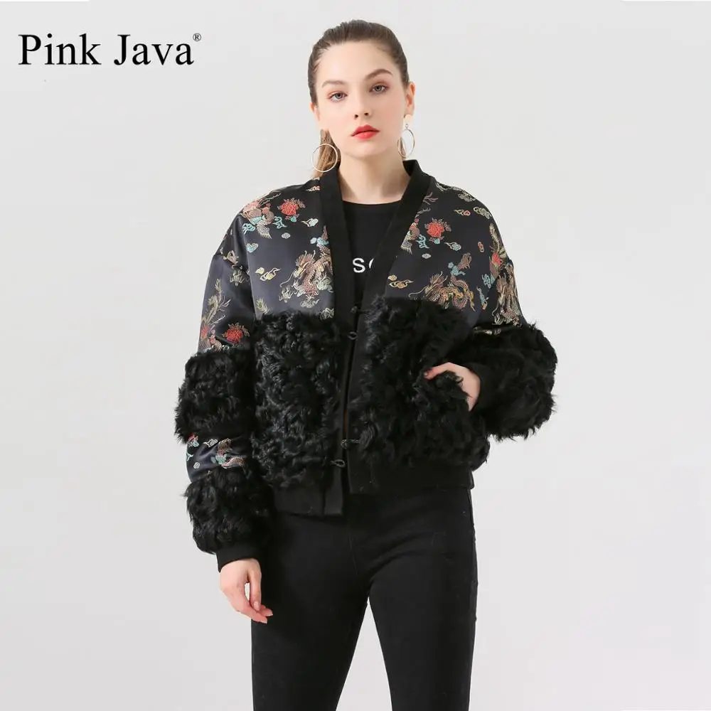 black Короткая шуба из натурального Лисьего меха QC19052 Новое поступление, горячая распродажа, в китайском стиле, настоящая Меховая куртка натуральном овечьем меху пальто с мехом овечка пальто с мехом; модные - Цвет: black