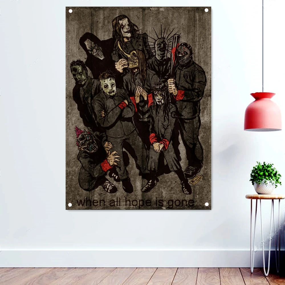 

When all hope is gone Macabre Art Wallpaper Banner Wall Decor Death Metal Artist Poster Scary Bloody Drawing Rock Band Icon Flag