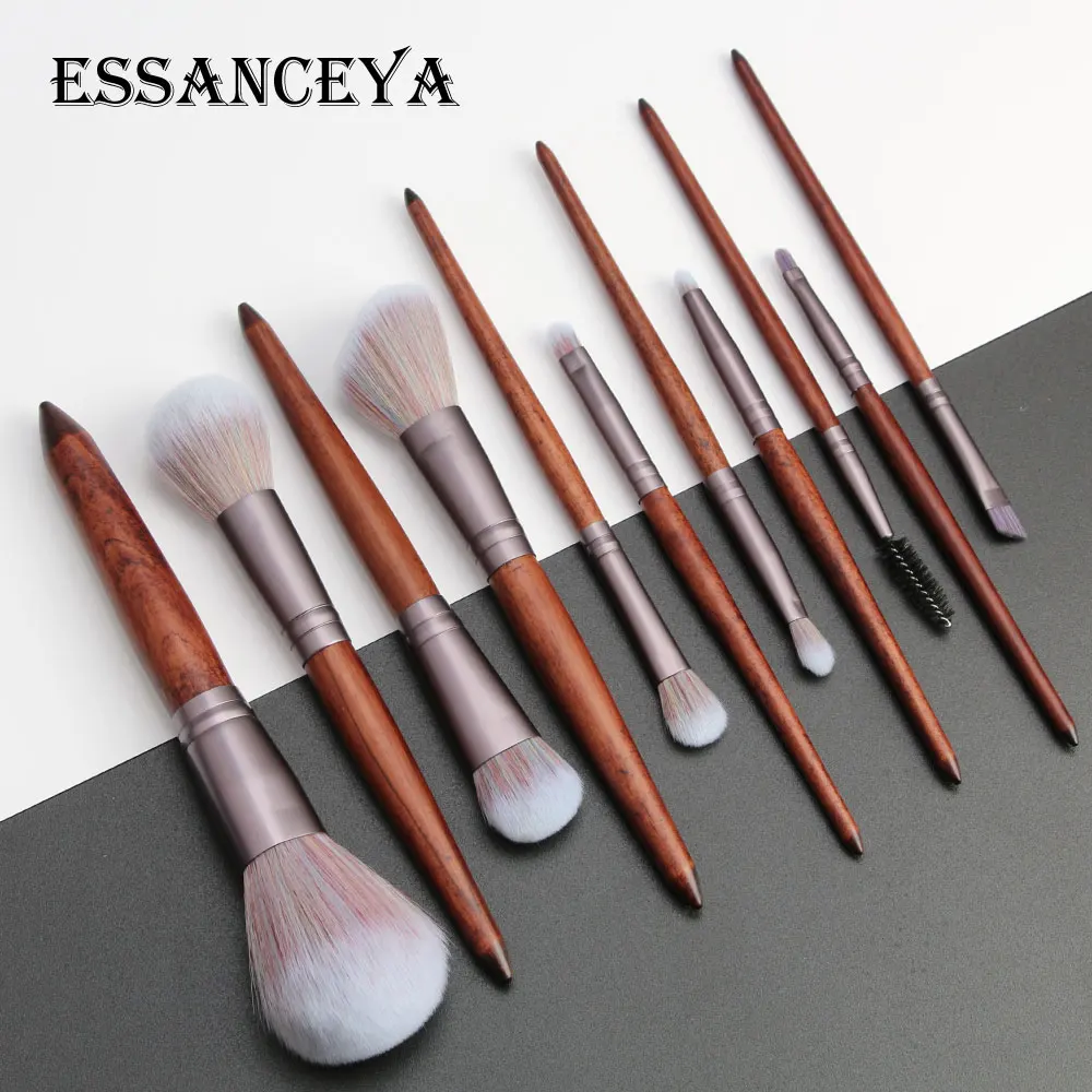 ESSANCEYA 11 шт красный деревянный набор кистей для макияжа Румяна Тени для век Пудра кисть для растушевки теней Кисть для макияжа инструменты косметический набор
