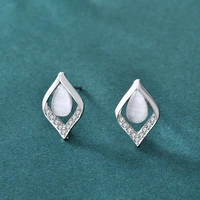 korean fashion geometric stud earrings for women 925 sterling silver jewelry zirconia crystal wedding earrings classic jewelry