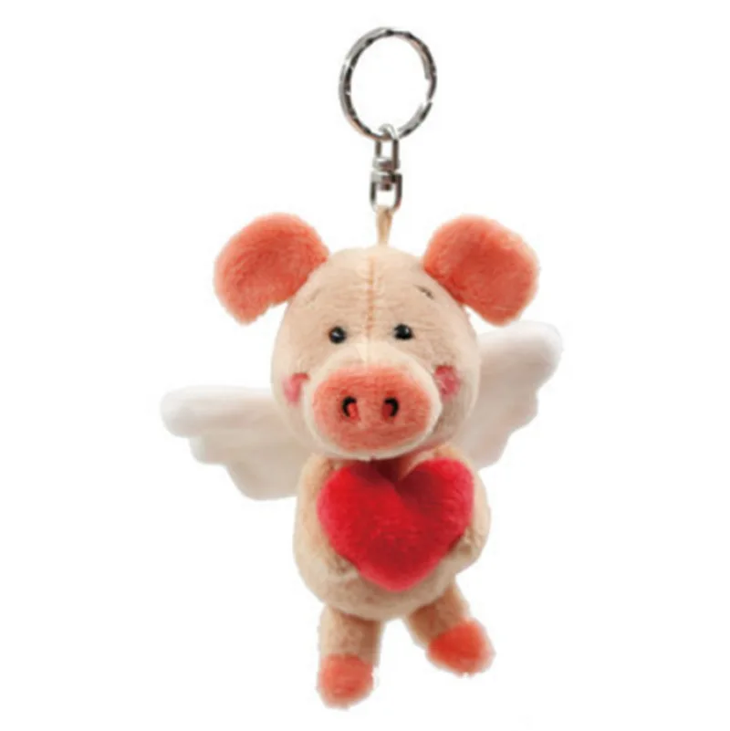 

Cartoon Cute Fleece Piggy Keychains Creative Sweet Heart Pig Car Key Chain Girl Bag Pendant Keyring Gifts Student Lovers