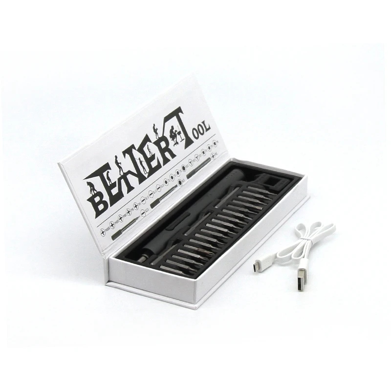 

CS-001 Have Beiter Tool Mini Electric Screwdriver LED Light Magnet Pad Convenient Repair Tool with 20 S2 Batch Heads