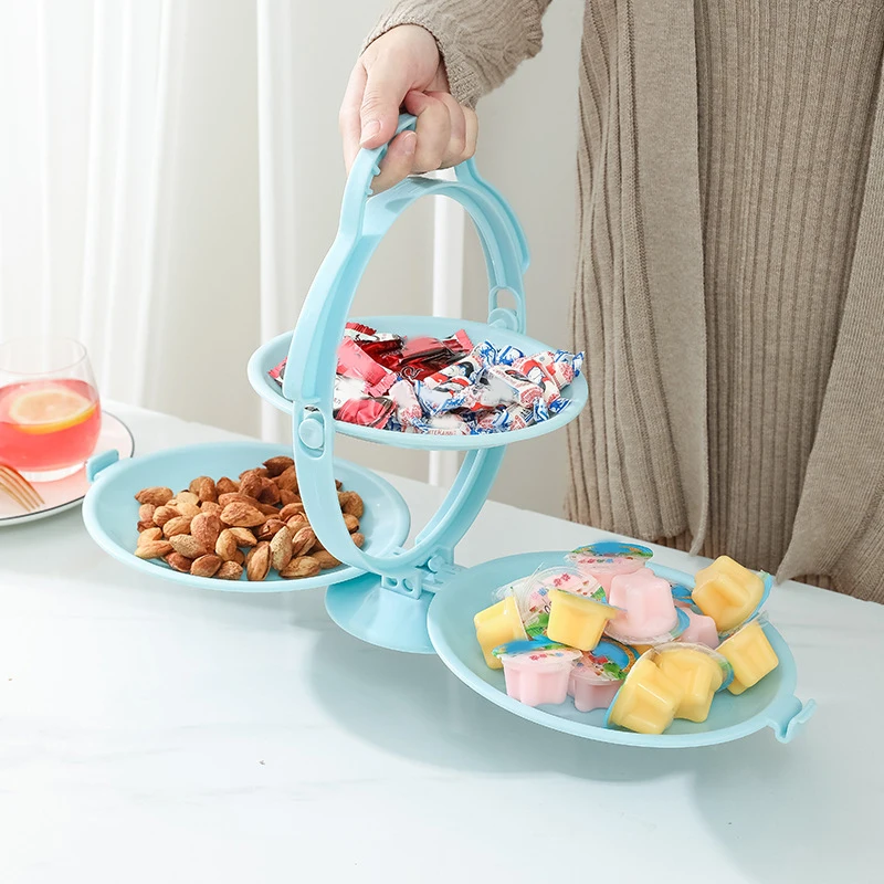 

Foldable 3-ply Fruit Plate Candy Snack Dish Cake Dessert Display Stand Living Room Home Restaurant Supply