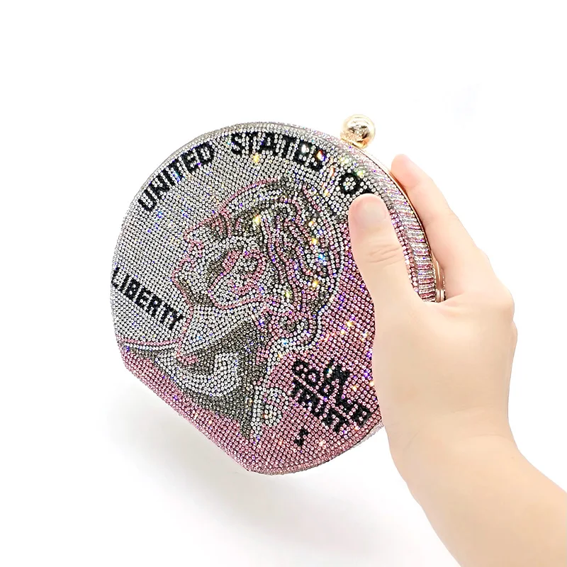 Роскошная сумка через плечо с блестящими кристаллами отделением для монет