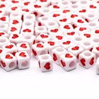 6x6 мм квадратные белые акриловые бусины в форме сердца буквы разделители бусины для изготовления ювелирных изделий сделай сам Аксессуары для ожерелья браслета