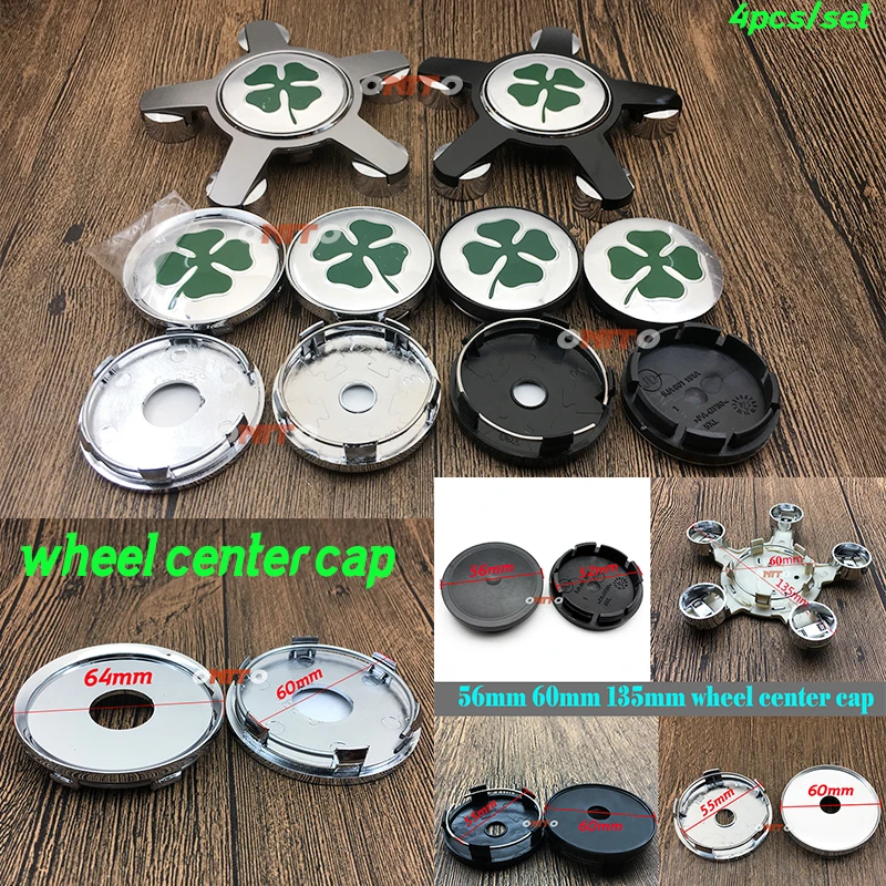 

Dust-proof 4pcs/set green leaf Wheel Center Cap Covers 56mm Badge Emblem 60mm 64mm 135mm cap for alfa rome Mito 147 156 159 166