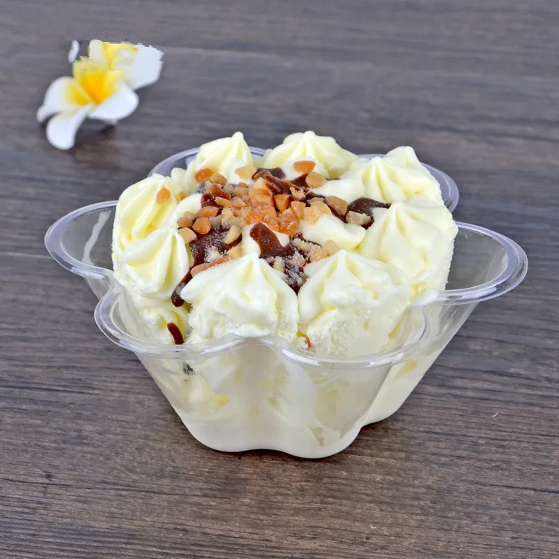 

50pcs Disposable ice cream cup 250ml transparent creative party dessert cups diy baking decoration pudding cake bowl with spoon