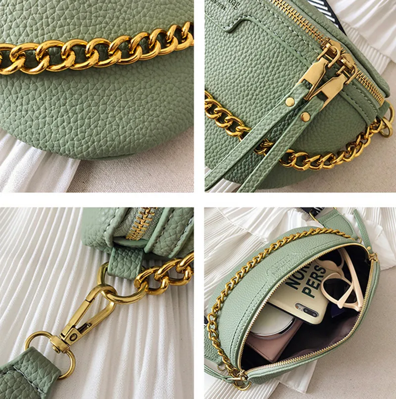 

2021 Summer New Female Popular Fashion Chain Bag Handbag Stone Pattern Messenger Bag French Wallet Small BagChain Band Waist Bag