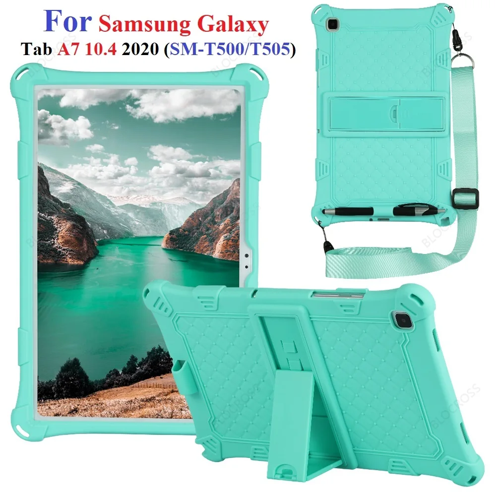 

Чехол для планшета Samsung Galaxy Tab A7 10,4 SM-T500/T505, детский силиконовый чехол для Samsung Tab A7 2020, чехол-подставка, чехол с ремешком