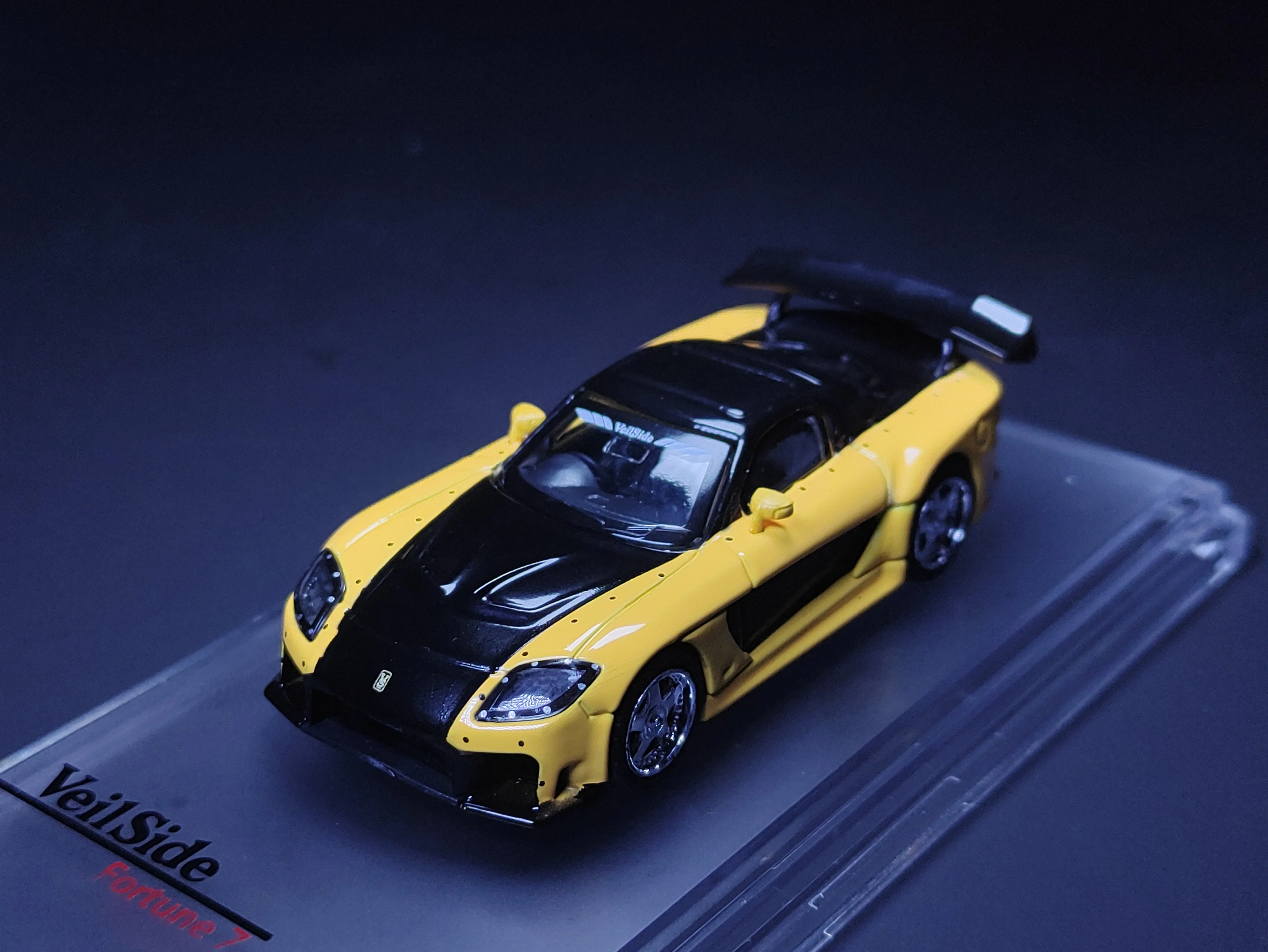 Peako 1:64 VeilSide Fortune 7 amarillo con correa Blk, modelo fundido a presi&oacute;n, colecci&oacute;n de coches, edici&oacute;n limitada-0