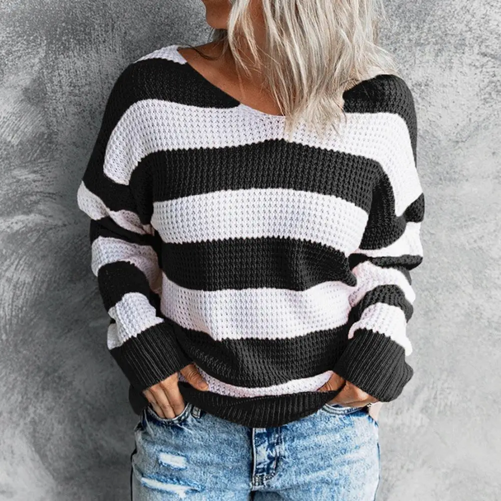 

Свободный Топ, свободный женский свитер, Женский темпераментный Стильный вязаный свитер с длинным рукавом