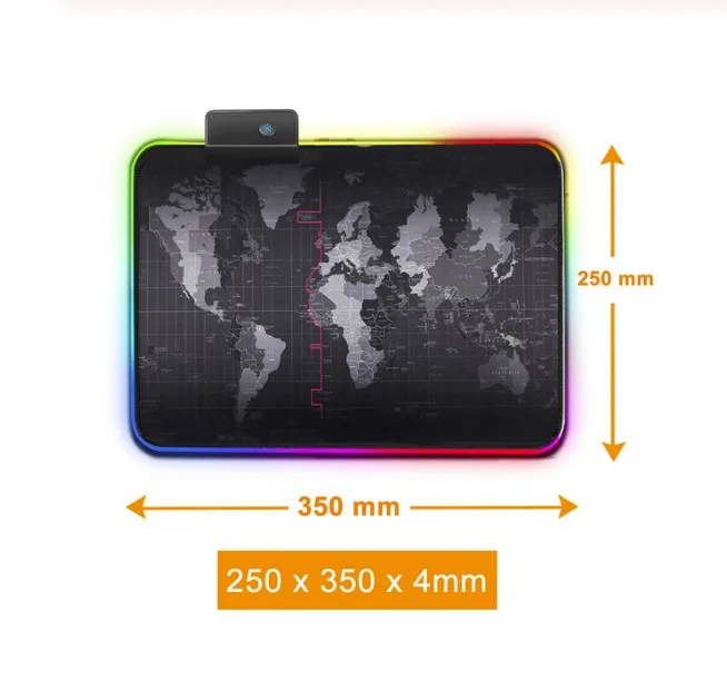 Светодиодный светильник ing игровой коврик для мыши RGB негабаритный светящийся USB СВЕТОДИОДНЫЙ светильник Расширенная подсветка клавиатура PU нескользящий коврик-одеяло светильник - Цвет: 350x250x4mm Size