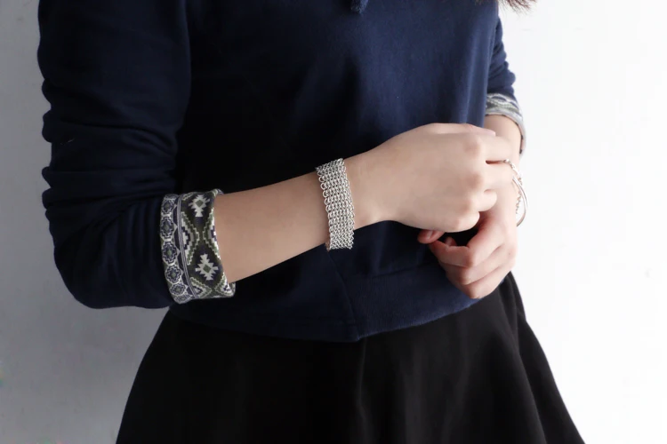 Новый стиль 925 Серебряный браслет для женщин с г жа многослойный дизайн цепями