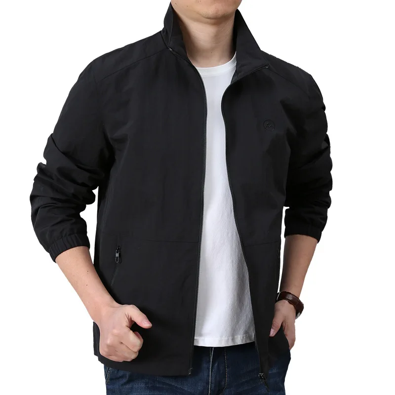 Мужская повседневная куртка цвета хаки с воротником-стойкой тонкая модная