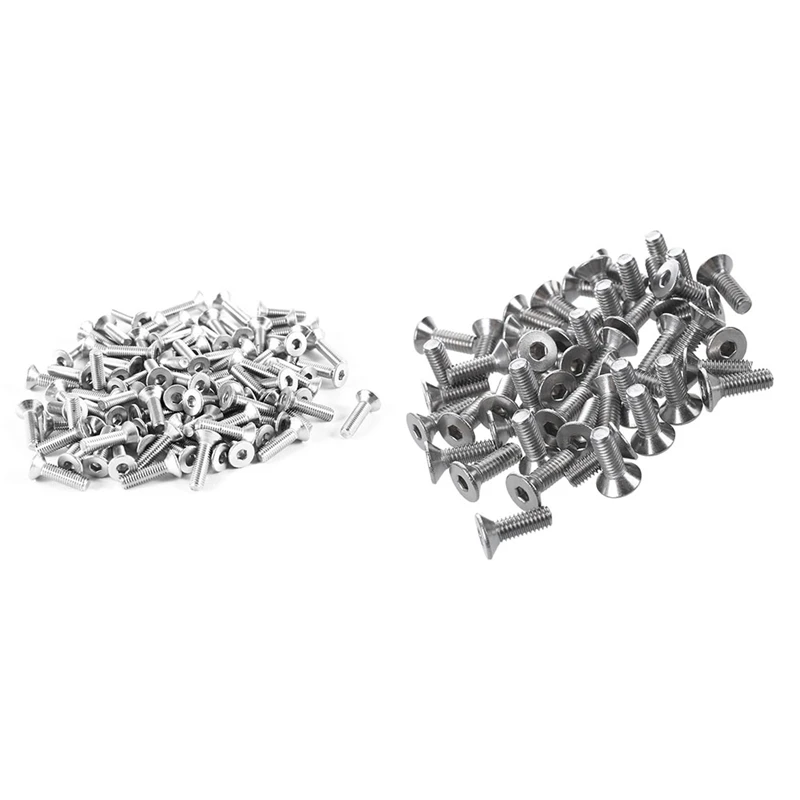 

150 Pcs Stainless Steel Hex Countersunk Flat Head Bolts M3x12mm & M4 X 12Mm