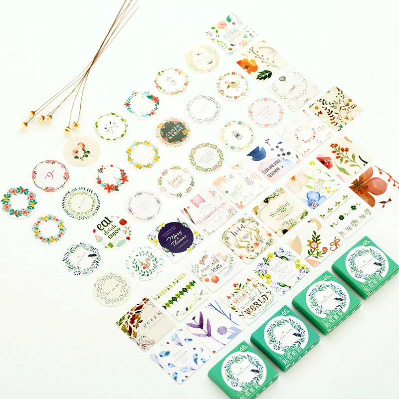 45 шт./партия цветок с растительным принтом в виде листьев стикеры милый каваи