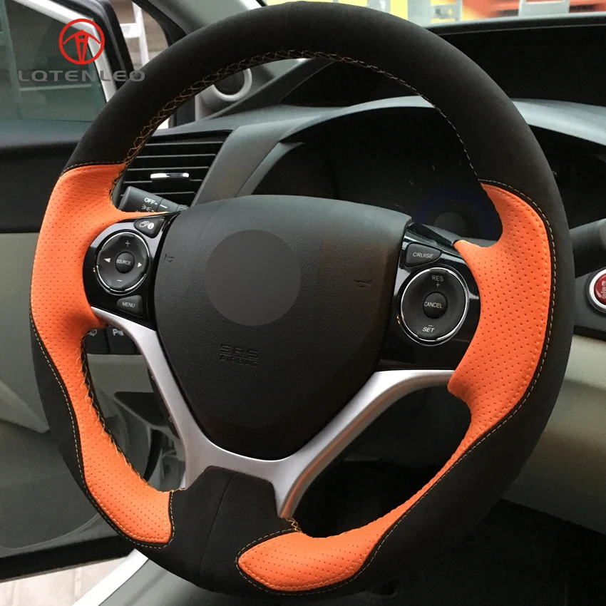 LQTENLEO черная замша оранжевая кожа сделай сам прошитая вручную Автомобильная