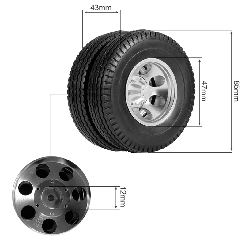 

Front & Rear Rubber Low Loader Wheels Tire Tyre With CNC Aluminum Rims Hub for Tamiya 1/14 RC Tractor Trailer Truck