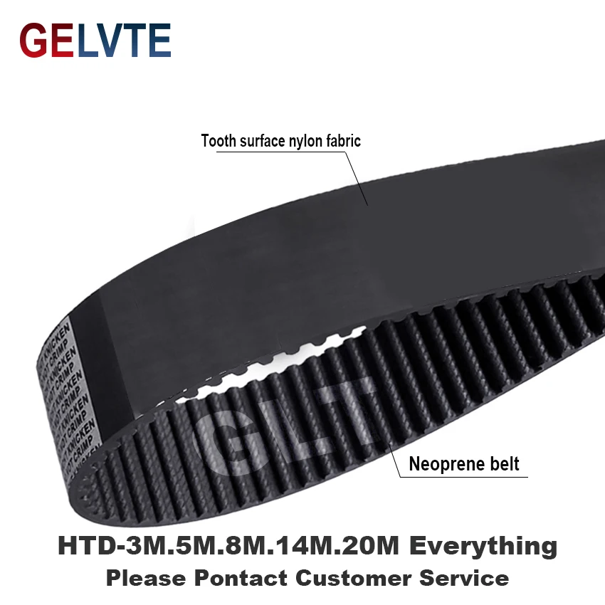 

Timing Belt HTD 480-8M 60 Teeth Rubber Synchronous Belt 8M Toothed Belt