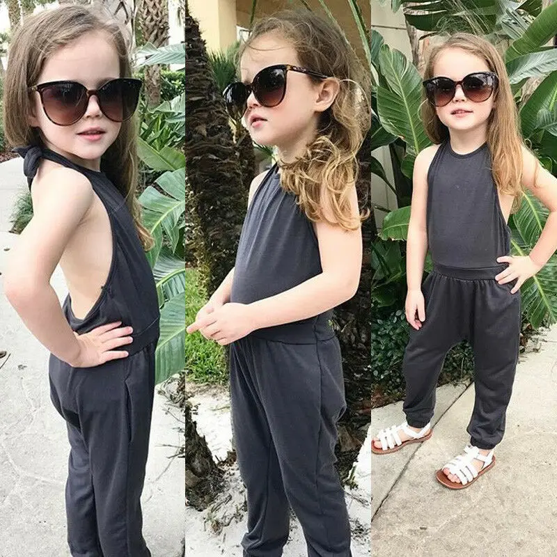 Хлопковый комбинезон на лямках для маленьких девочек штаны шаровары летняя