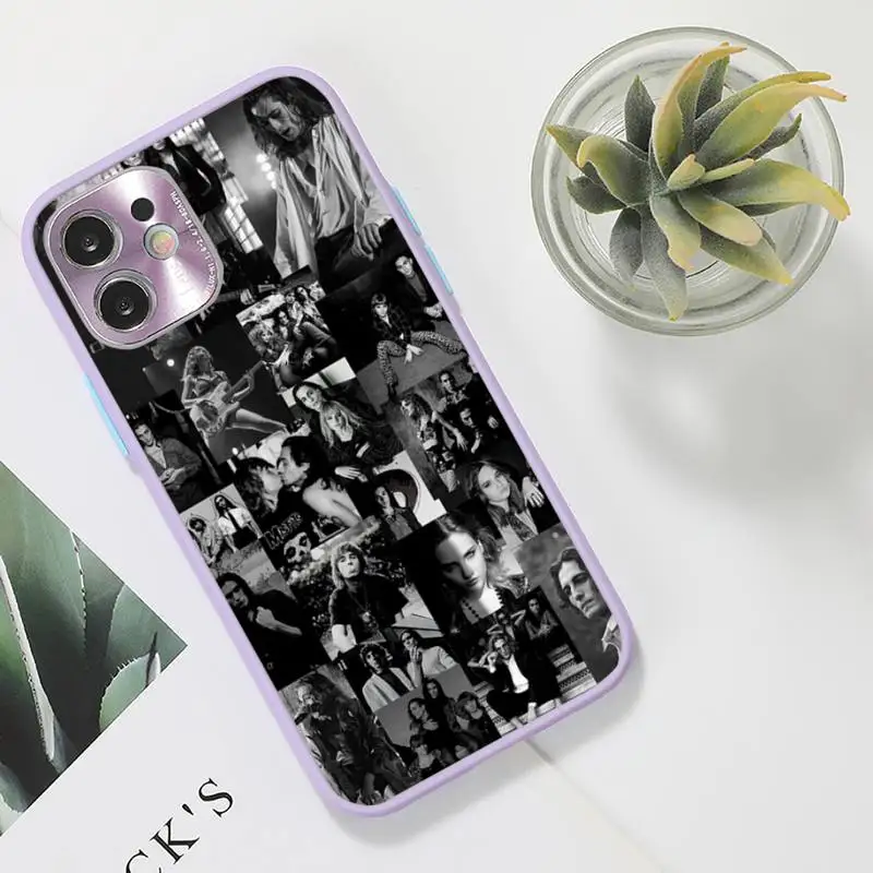 

Maneskin Damiano David Phone Case For iPhone 12 11 Mini Pro XR XS Max 7 8 Plus X Matte transparent Purple Back Cover