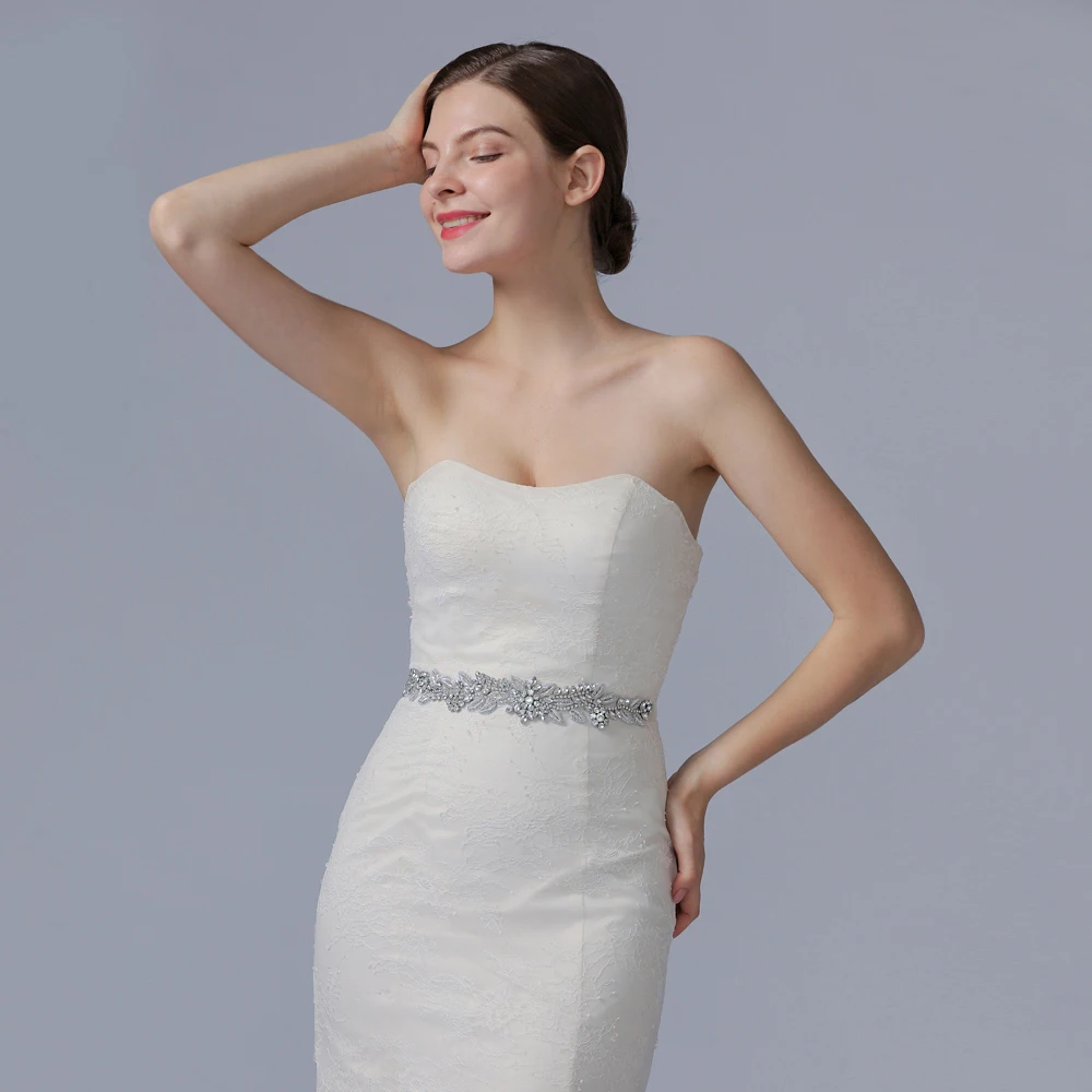 

AMORARSI S373 Bride Accessories Wedding Belts High Quality Metal Leaves Rhinestone Applique Sash Evening Dresses Decoration