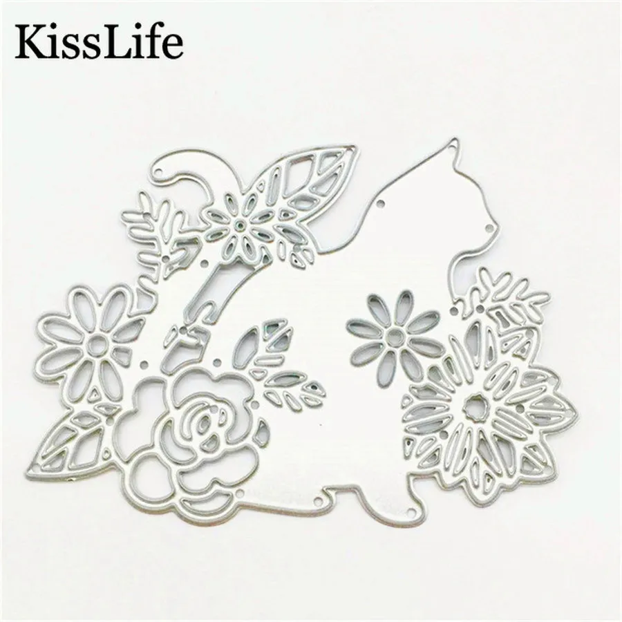 Милые коты маргаритки цветок тиснение металла резки штампы Alinacraft животных