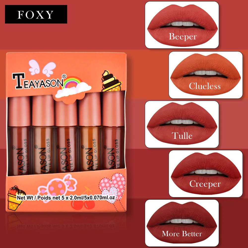 

5Pcs/Set Waterproof Lipstick Sexy Vampire Lip Stick Matte Velvet Lipsticks Lips Makeup Cosmetics Labiales Matte