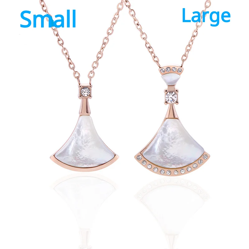 

Female White Natural Seashell Fan Pendant Necklace