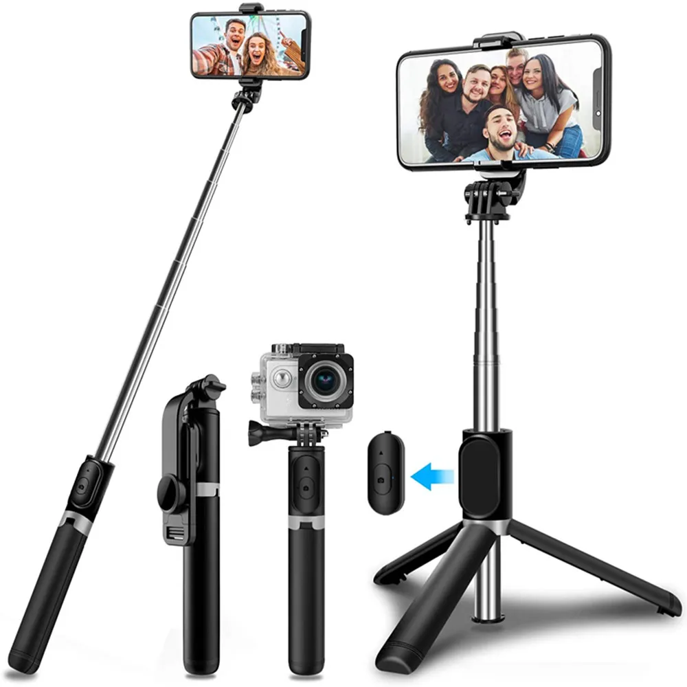 

Wireless bluetooth 4 in 1 selfie stick with tripod alloy selfie stick smart phone selfie stick suitable for iphone camera