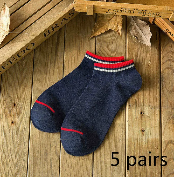 navy blue Большие размеры, 5 пар/лот, мужские хлопковые носки, мужские деловые повседневные короткие носки-тапочки, белые, черные, серые, без шоу, мужские подарки, дешево - Цвет: navy blue
