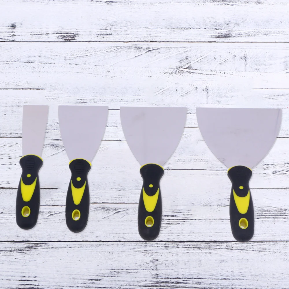 

4 Pcs Stainless Steel Drywall Taping Knives Putty Set Wall Scraper with Flexible Steel and Comfortable and Anti-slip Handl