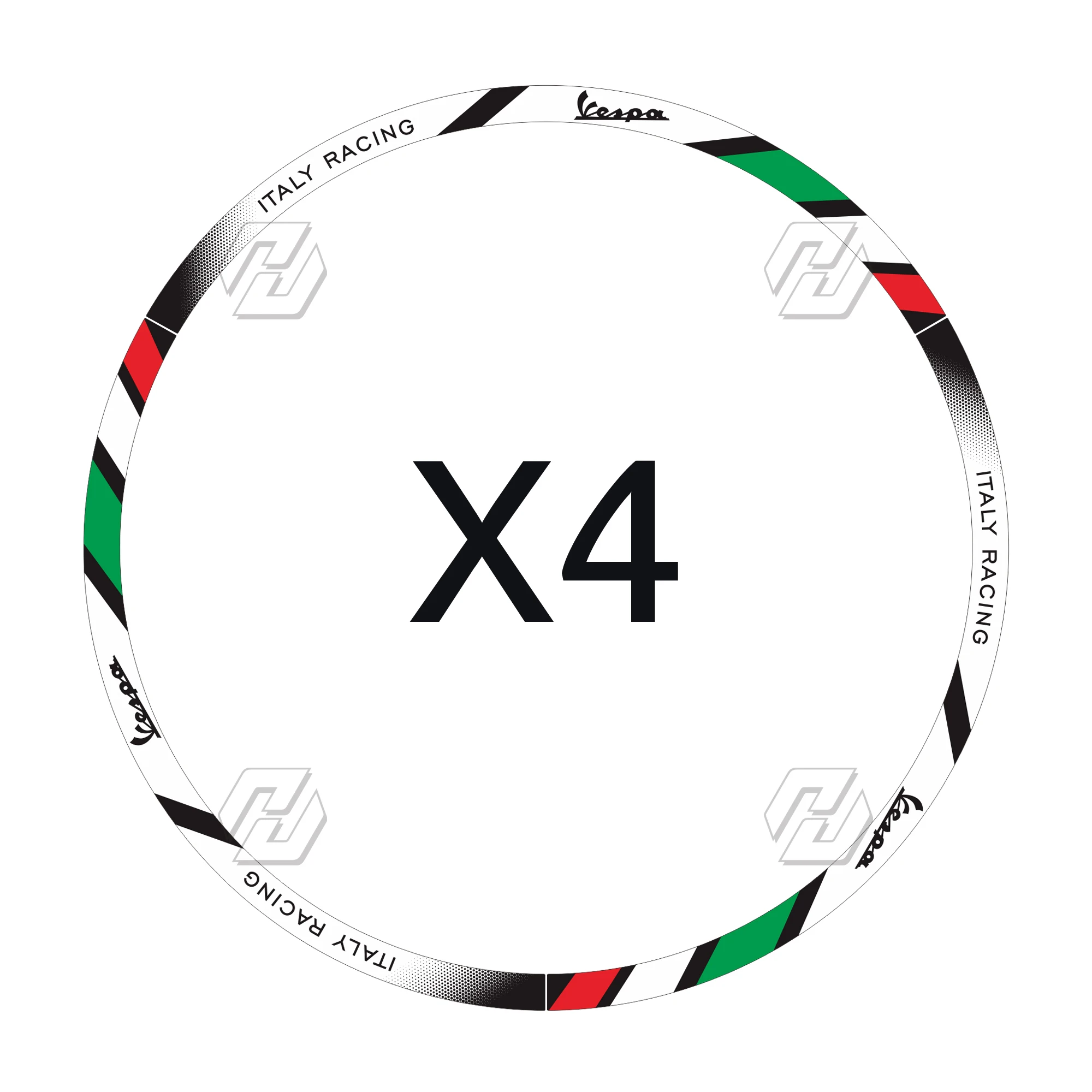 

Motorcycle 12" Wheel Reflective Sticker Kit Case for Vespa GTS GTV 250 300 Sprint 50 150 Rim