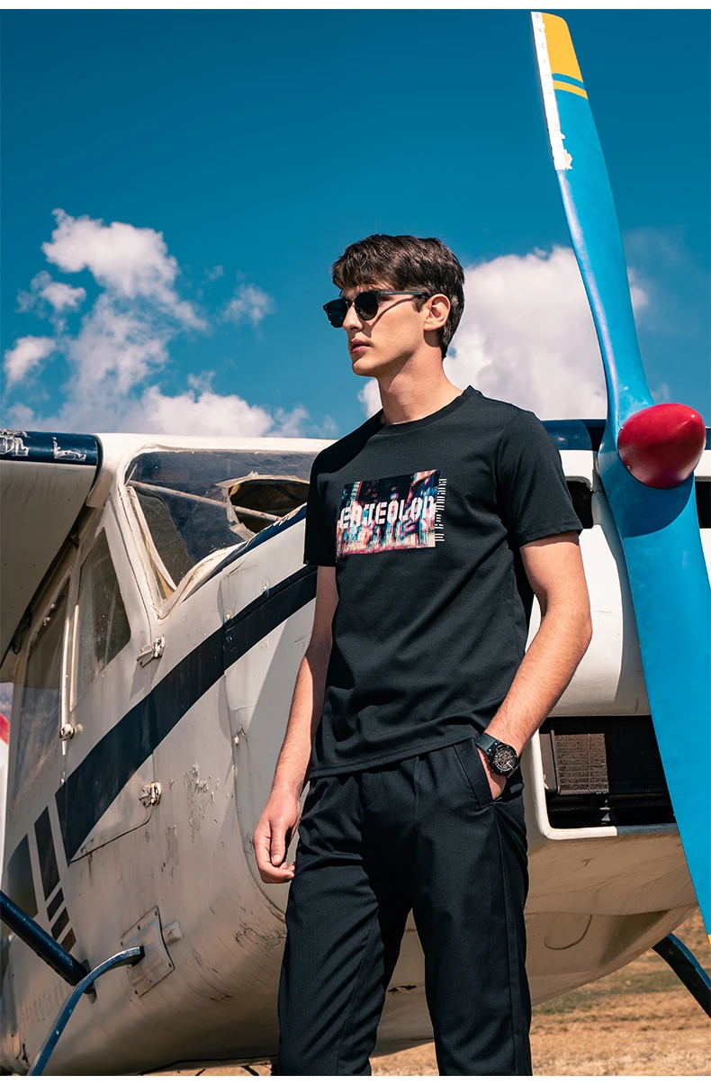 

YTX1268 silk cotton short-sleeved T-shirt creative fashion printing mercerized smooth half-sleeved T-shirt top