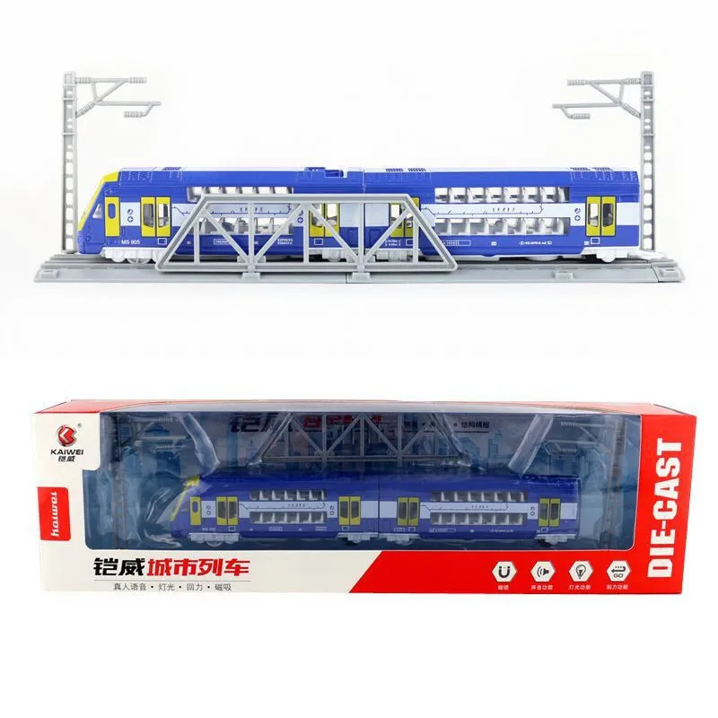 

kai wei Model Alloy Double Layer Subway Light Rail Train High-Speed Rail Model Toy Train Magnetic Sound and Light Window Box