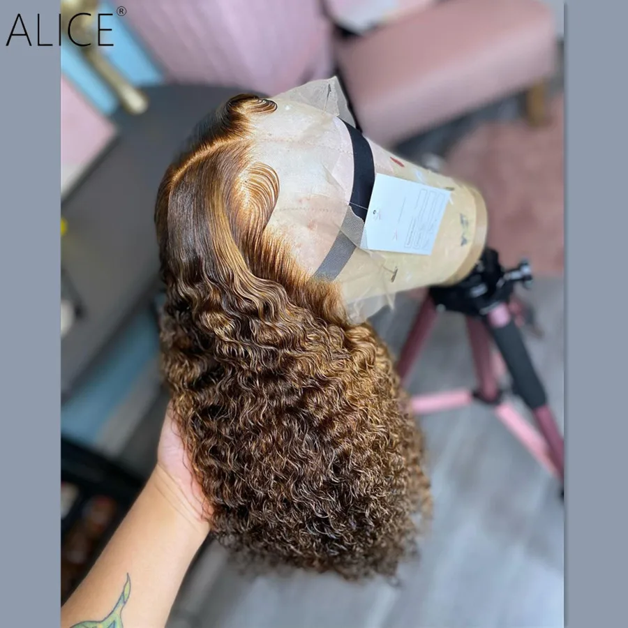 Парики ALICE 13x 4 из человеческих волос на сетке спереди подчеркивающие кудрявые