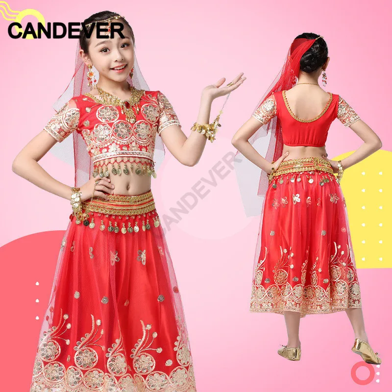 Танцевальный Костюм Болливуда для девочек Детский комплект танца живота