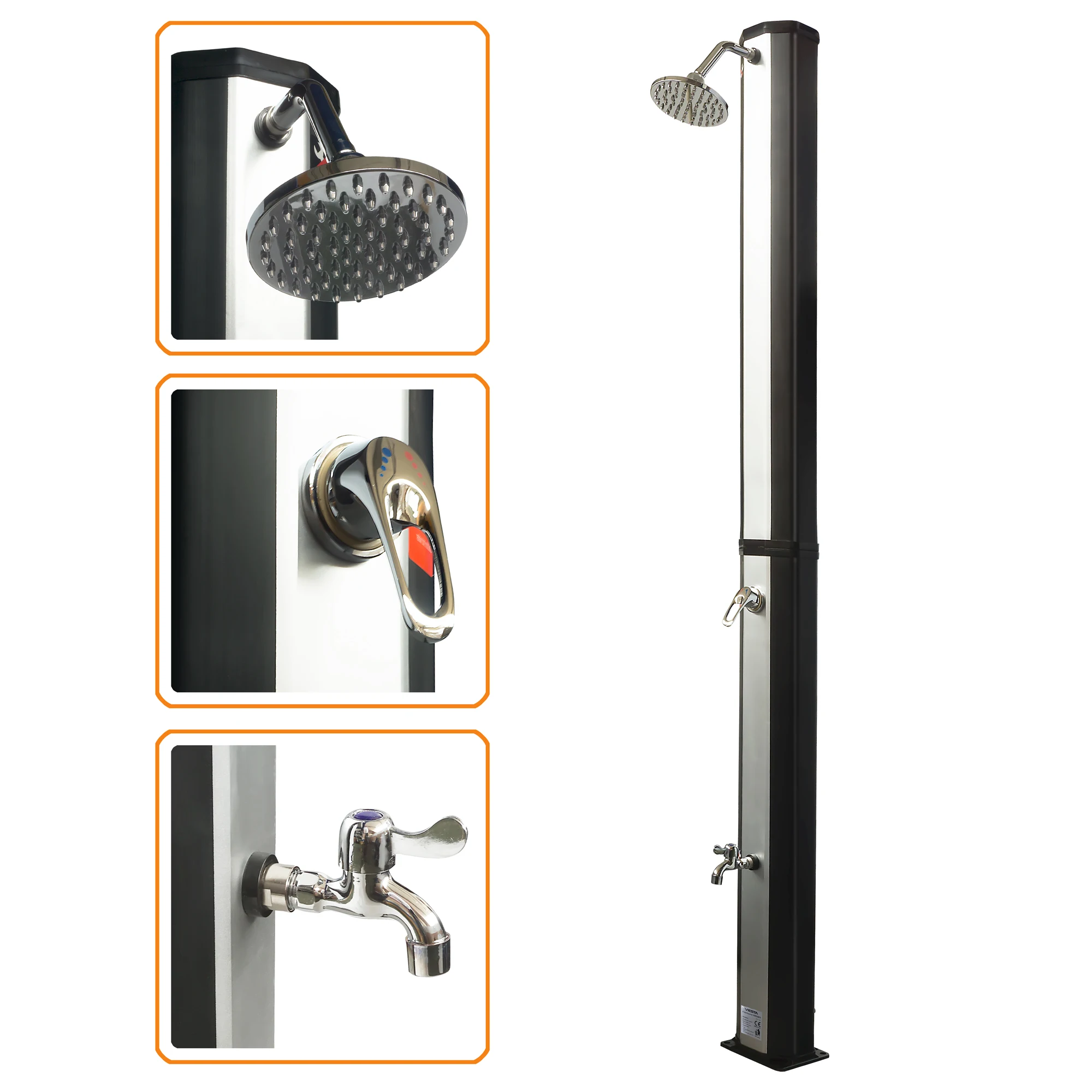 Solar shower ThorX TR35OX - black and silver garden shower 35 L