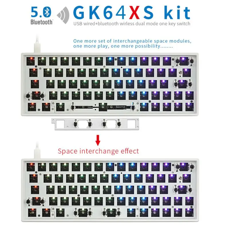 Программируемая Bluetooth-совместимая механическая клавиатура GK64XS наборы на заказ RGB
